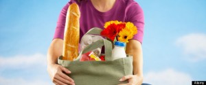 Woman Holding Reusable Grocery Bag